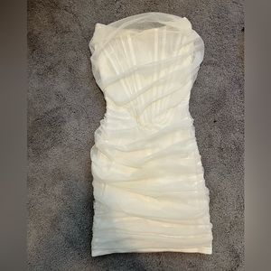 revolve superdown white strapless cocktail dress